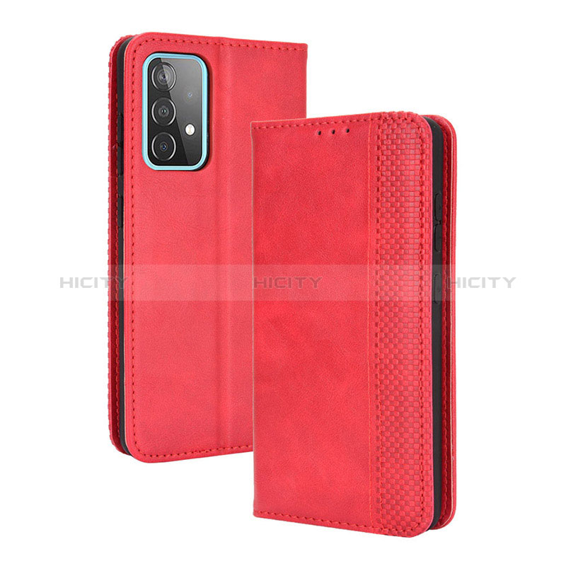 Leather Case Stands Flip Cover Holder BY4 for Samsung Galaxy A72 4G Red