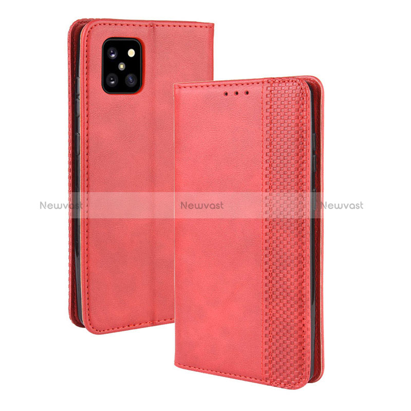 Leather Case Stands Flip Cover Holder BY4 for Samsung Galaxy A81 Red