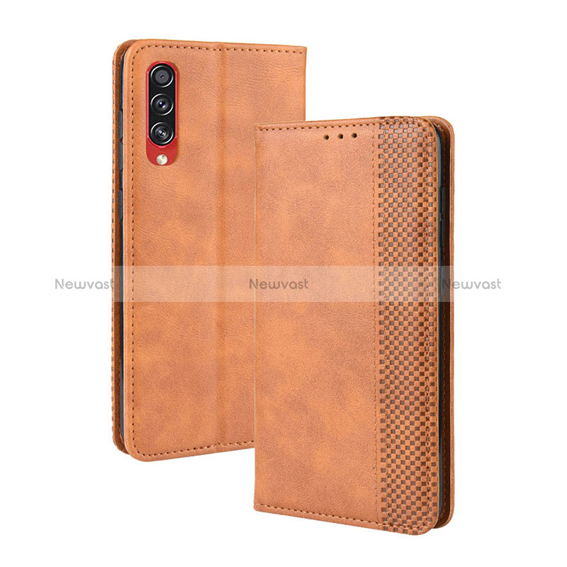 Leather Case Stands Flip Cover Holder BY4 for Samsung Galaxy A90 5G Brown