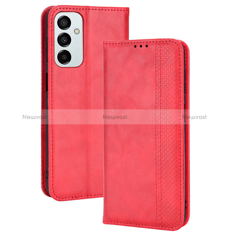 Leather Case Stands Flip Cover Holder BY4 for Samsung Galaxy M23 5G Red