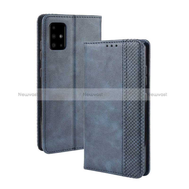 Leather Case Stands Flip Cover Holder BY4 for Samsung Galaxy M40S Blue