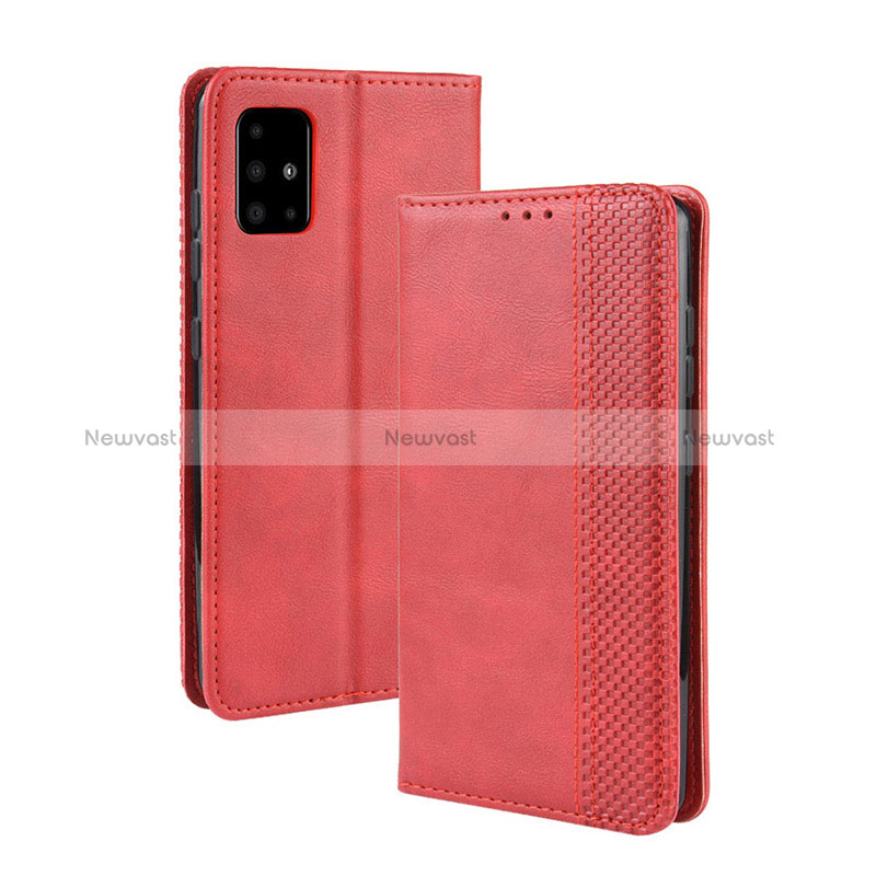 Leather Case Stands Flip Cover Holder BY4 for Samsung Galaxy M40S Red