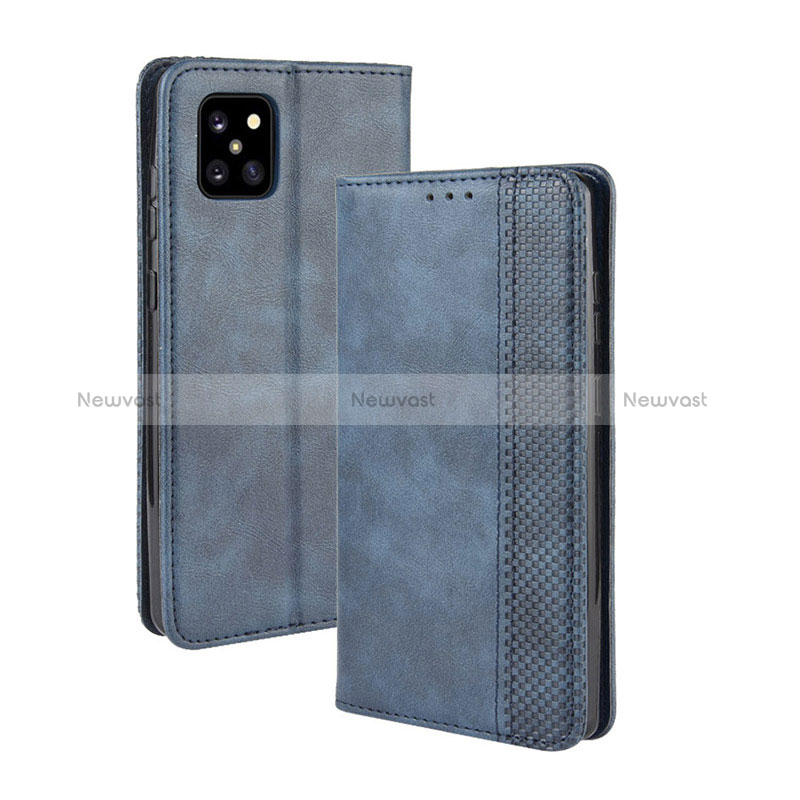 Leather Case Stands Flip Cover Holder BY4 for Samsung Galaxy M60s Blue