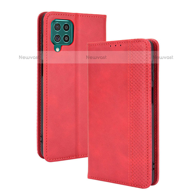 Leather Case Stands Flip Cover Holder BY4 for Samsung Galaxy M62 4G Red