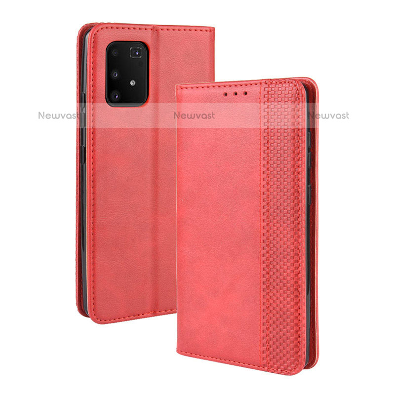 Leather Case Stands Flip Cover Holder BY4 for Samsung Galaxy M80S Red