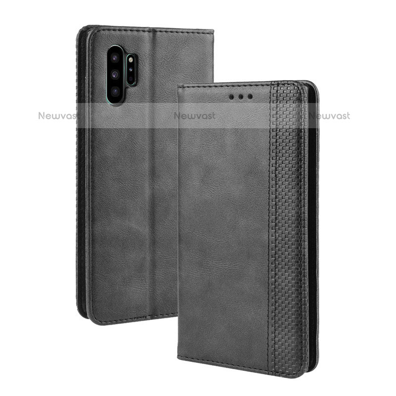 Leather Case Stands Flip Cover Holder BY4 for Samsung Galaxy Note 10 Plus 5G Black