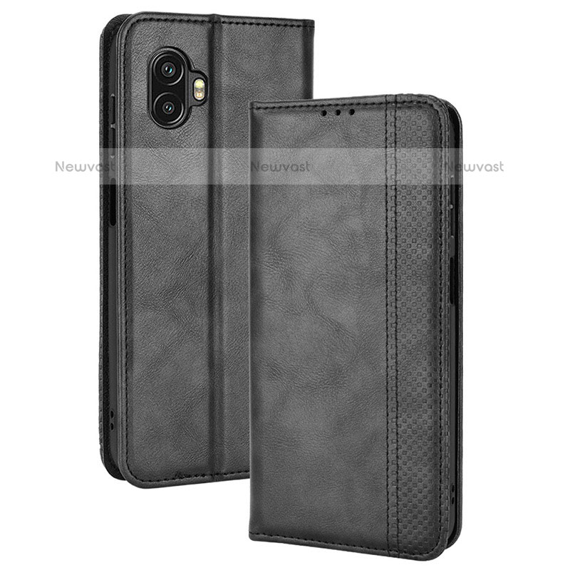 Leather Case Stands Flip Cover Holder BY4 for Samsung Galaxy XCover 6 Pro 5G Black