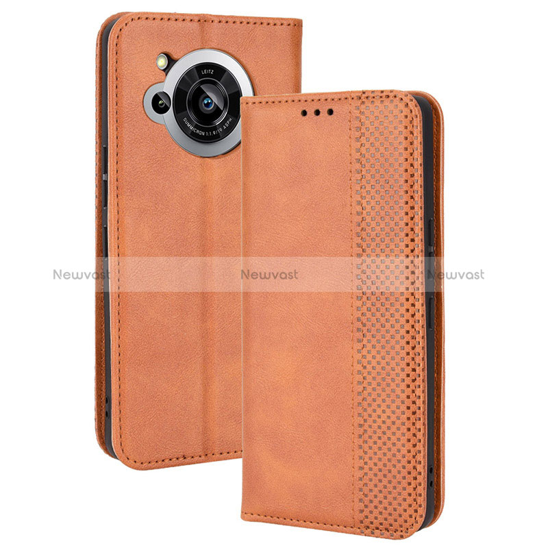 Leather Case Stands Flip Cover Holder BY4 for Sharp Aquos R7