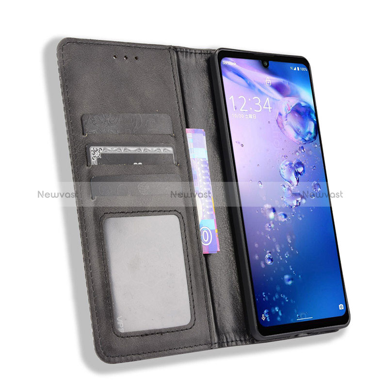 Leather Case Stands Flip Cover Holder BY4 for Sharp Aquos Zero6