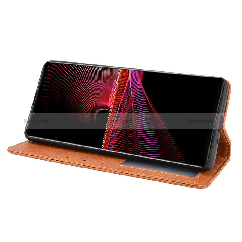 Leather Case Stands Flip Cover Holder BY4 for Sony Xperia 1 III