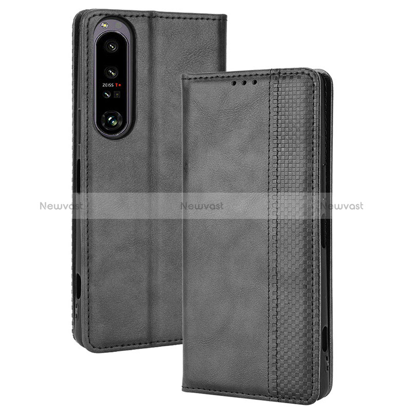 Leather Case Stands Flip Cover Holder BY4 for Sony Xperia 1 IV