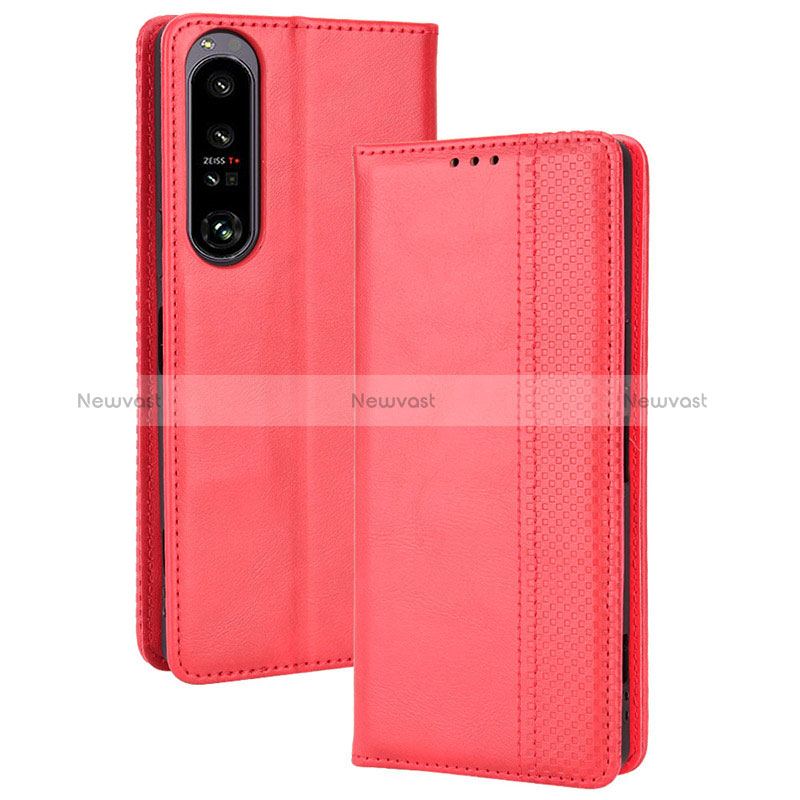 Leather Case Stands Flip Cover Holder BY4 for Sony Xperia 1 IV