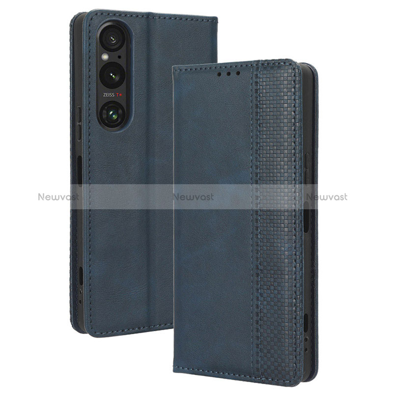 Leather Case Stands Flip Cover Holder BY4 for Sony Xperia 1 V