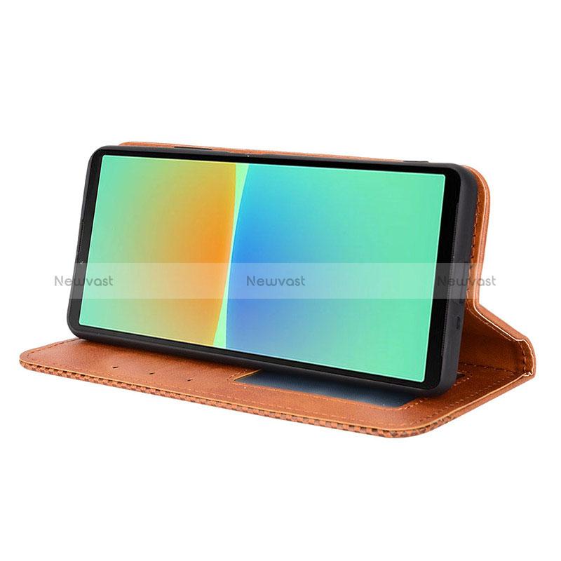 Leather Case Stands Flip Cover Holder BY4 for Sony Xperia 10 IV