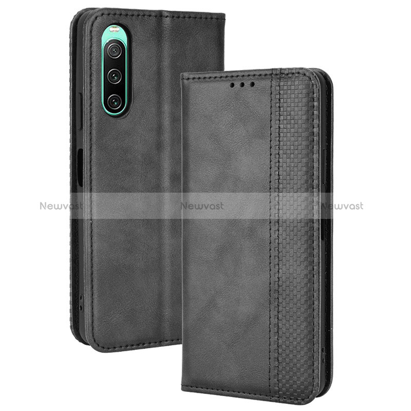 Leather Case Stands Flip Cover Holder BY4 for Sony Xperia 10 IV SO-52C