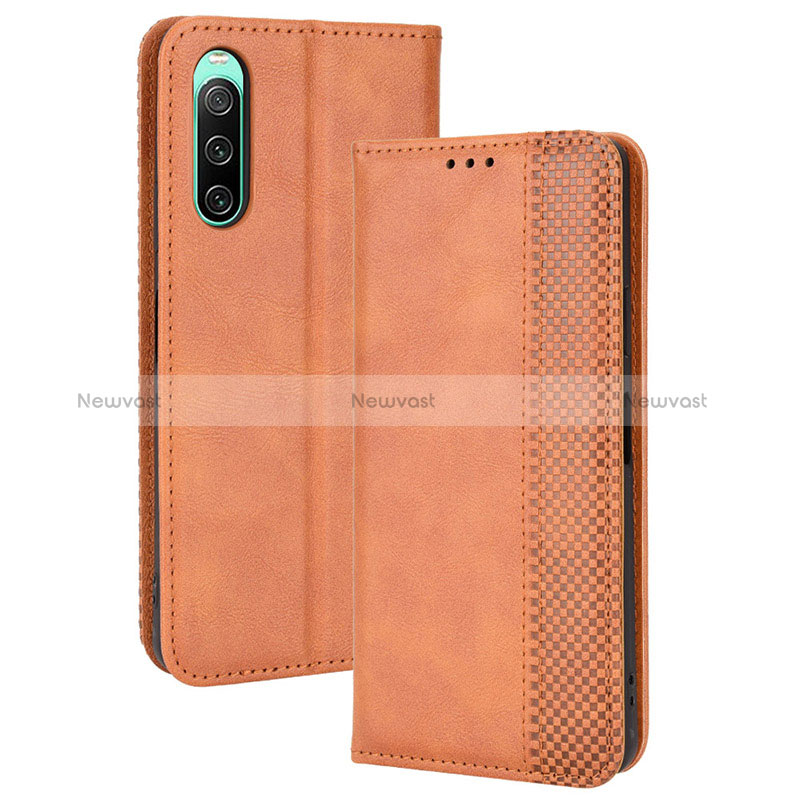 Leather Case Stands Flip Cover Holder BY4 for Sony Xperia 10 IV SO-52C