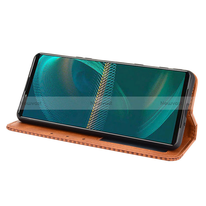 Leather Case Stands Flip Cover Holder BY4 for Sony Xperia 5 III