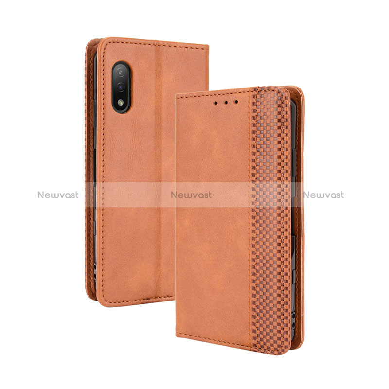 Leather Case Stands Flip Cover Holder BY4 for Sony Xperia Ace II Brown