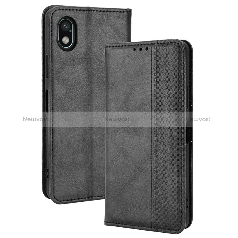 Leather Case Stands Flip Cover Holder BY4 for Sony Xperia Ace III SOG08 Black