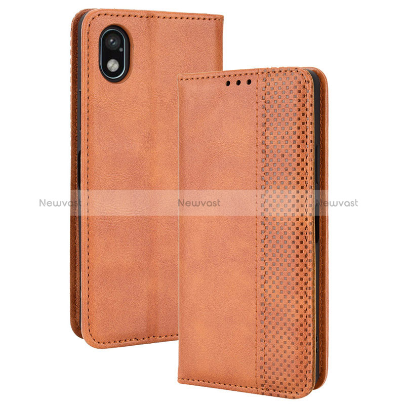 Leather Case Stands Flip Cover Holder BY4 for Sony Xperia Ace III SOG08 Brown