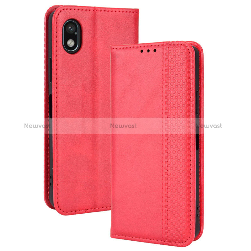 Leather Case Stands Flip Cover Holder BY4 for Sony Xperia Ace III SOG08 Red