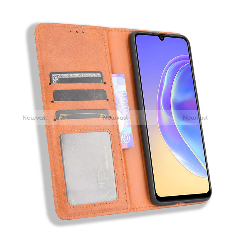 Leather Case Stands Flip Cover Holder BY4 for Vivo V21e 5G