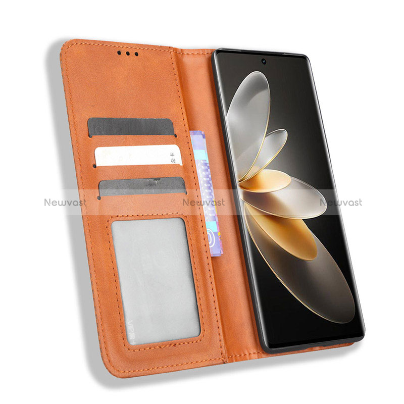 Leather Case Stands Flip Cover Holder BY4 for Vivo V27 5G