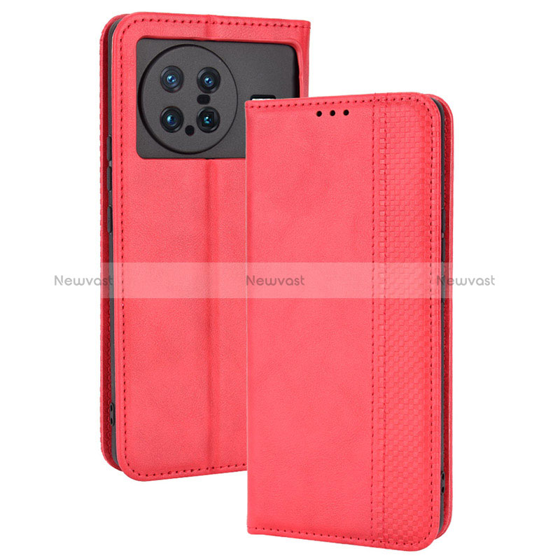 Leather Case Stands Flip Cover Holder BY4 for Vivo X Note Red