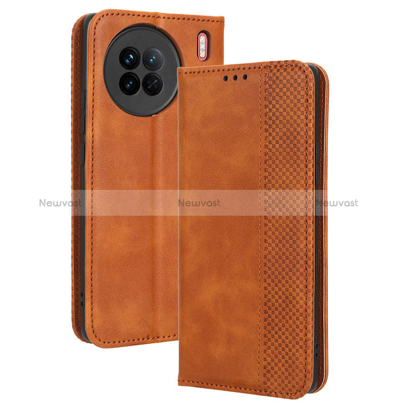 Leather Case Stands Flip Cover Holder BY4 for Vivo X90 5G