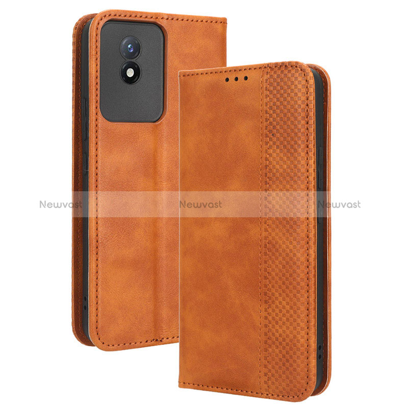 Leather Case Stands Flip Cover Holder BY4 for Vivo Y02