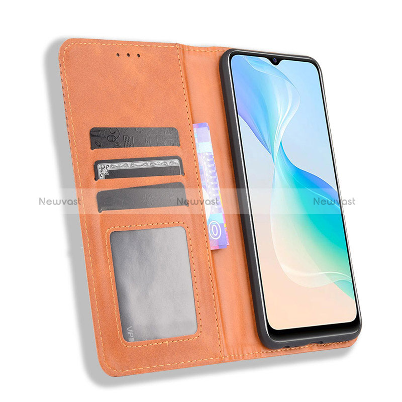 Leather Case Stands Flip Cover Holder BY4 for Vivo Y21a