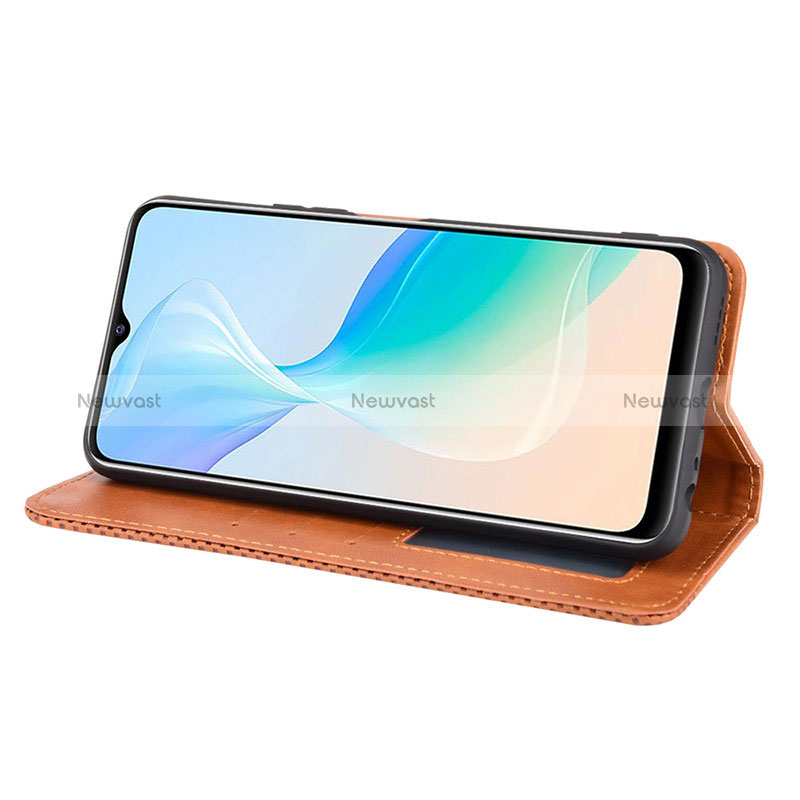 Leather Case Stands Flip Cover Holder BY4 for Vivo Y21G