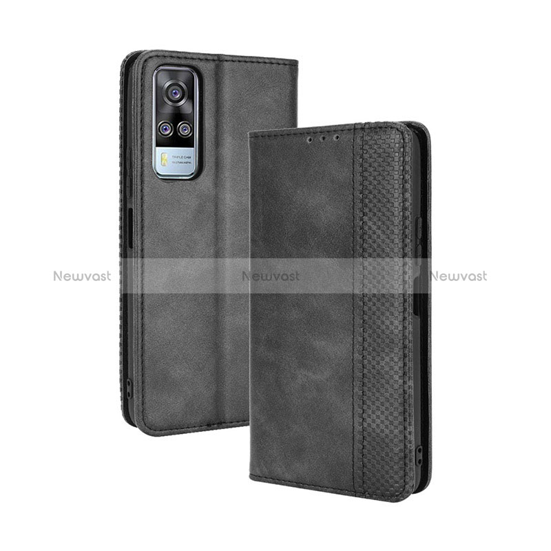 Leather Case Stands Flip Cover Holder BY4 for Vivo Y31 (2021)