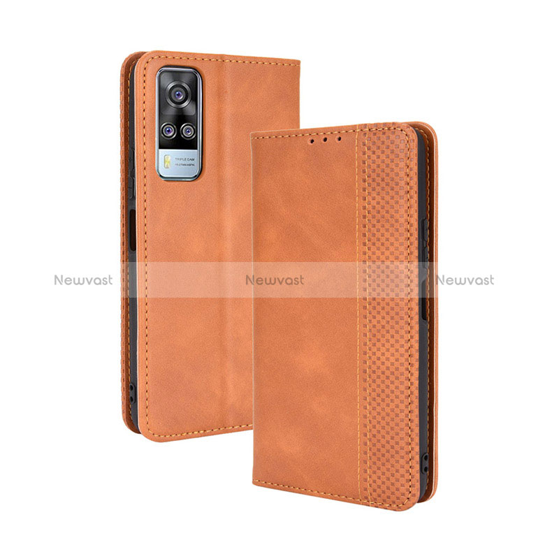 Leather Case Stands Flip Cover Holder BY4 for Vivo Y31 (2021)