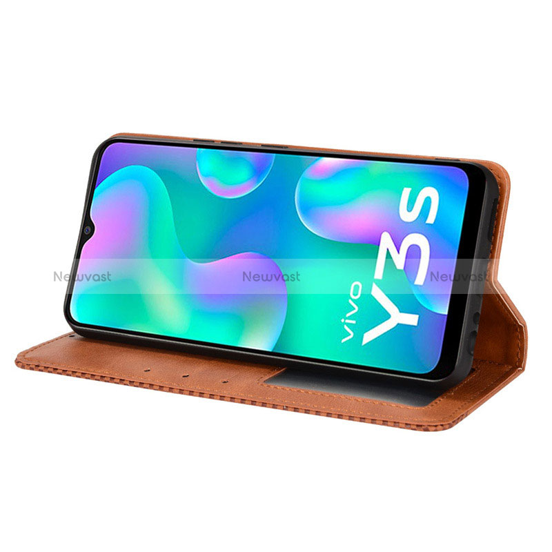 Leather Case Stands Flip Cover Holder BY4 for Vivo Y3s (2021)