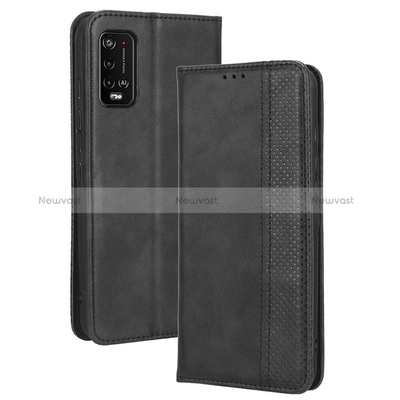 Leather Case Stands Flip Cover Holder BY4 for Wiko Power U20 Black