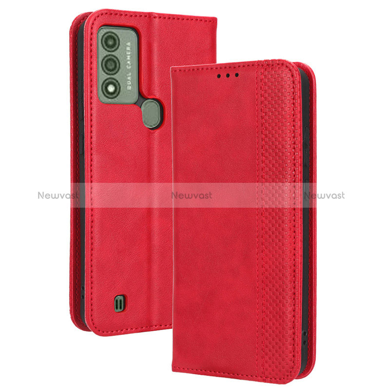 Leather Case Stands Flip Cover Holder BY4 for Wiko Voix Red