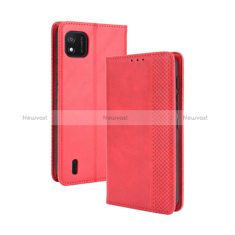 Leather Case Stands Flip Cover Holder BY4 for Wiko Y62 Red