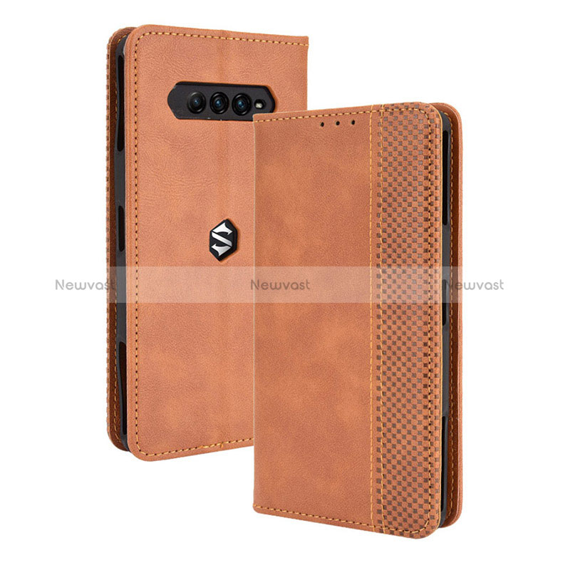 Leather Case Stands Flip Cover Holder BY4 for Xiaomi Black Shark 4 5G Brown