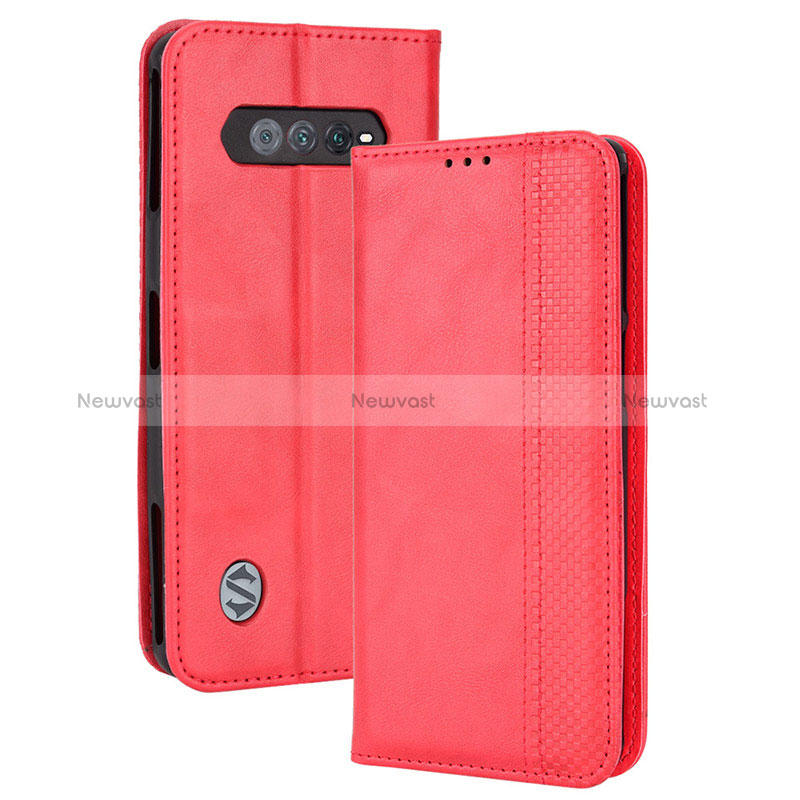 Leather Case Stands Flip Cover Holder BY4 for Xiaomi Black Shark 4S 5G Red