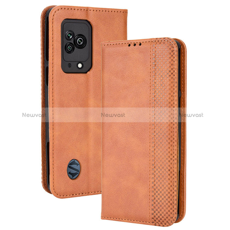 Leather Case Stands Flip Cover Holder BY4 for Xiaomi Black Shark 5 5G Brown