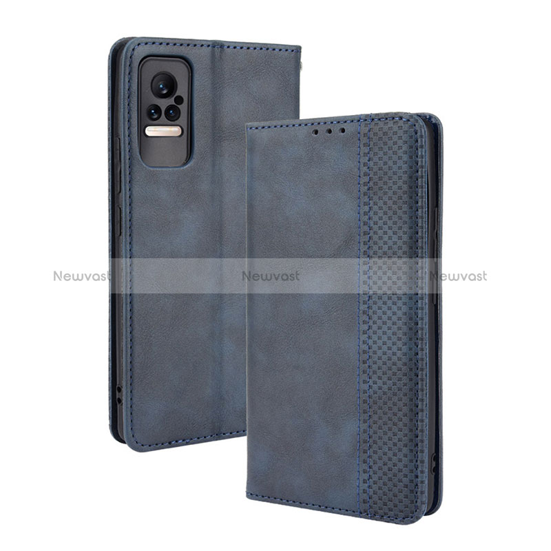 Leather Case Stands Flip Cover Holder BY4 for Xiaomi Civi 1S 5G Blue