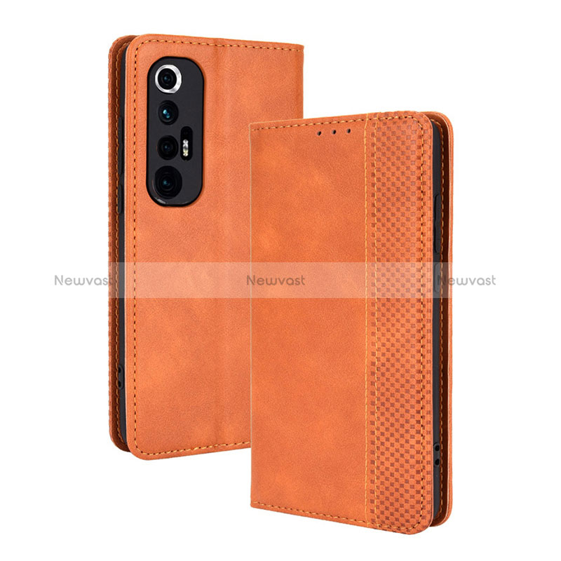 Leather Case Stands Flip Cover Holder BY4 for Xiaomi Mi 10S 5G Brown