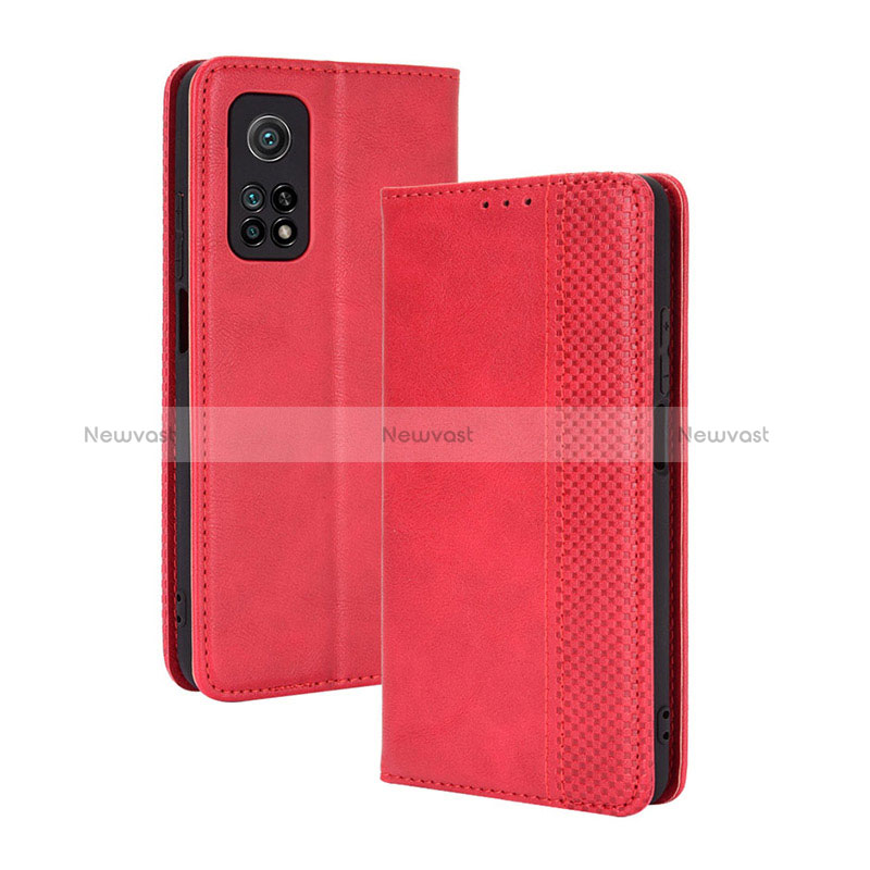 Leather Case Stands Flip Cover Holder BY4 for Xiaomi Mi 10T 5G Red