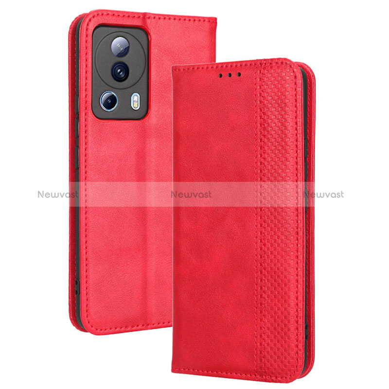 Leather Case Stands Flip Cover Holder BY4 for Xiaomi Mi 12 Lite NE 5G Red