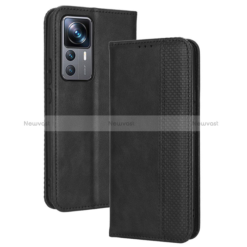 Leather Case Stands Flip Cover Holder BY4 for Xiaomi Mi 12T Pro 5G Black