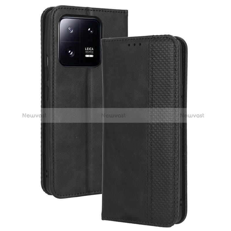 Leather Case Stands Flip Cover Holder BY4 for Xiaomi Mi 13 Pro 5G Black