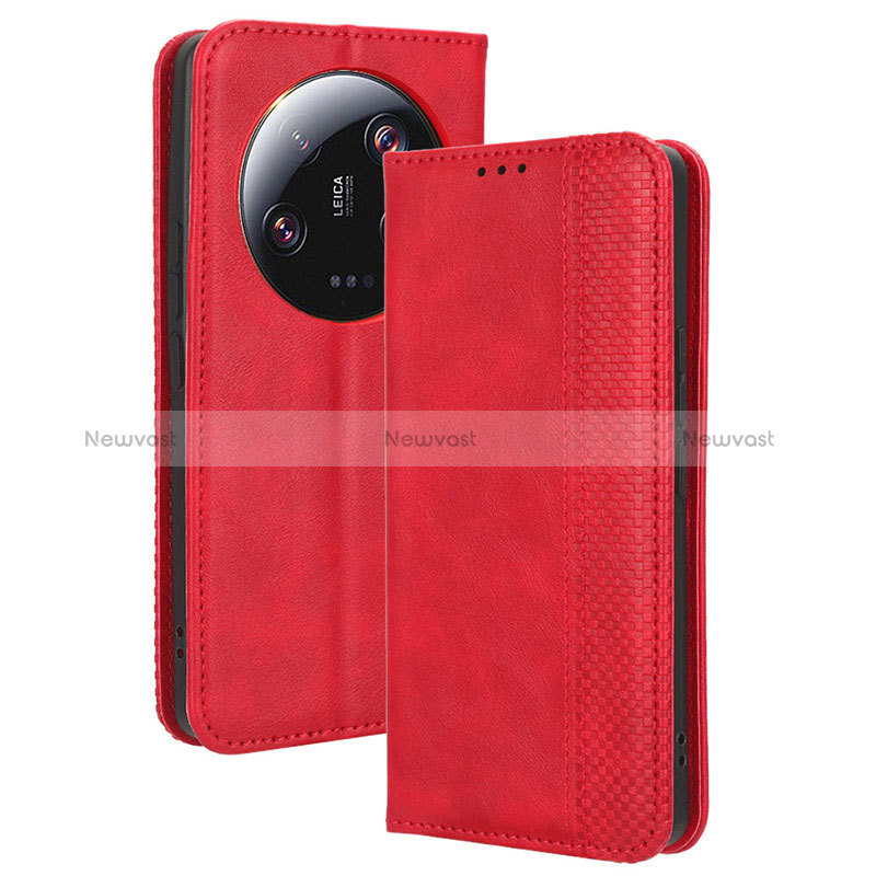 Leather Case Stands Flip Cover Holder BY4 for Xiaomi Mi 13 Ultra 5G Red