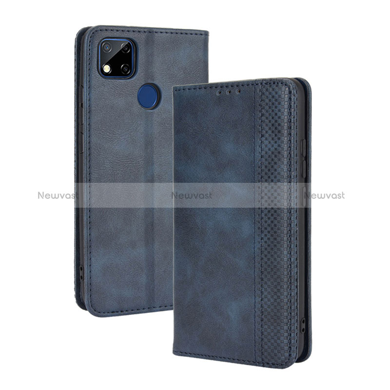 Leather Case Stands Flip Cover Holder BY4 for Xiaomi POCO C31 Blue