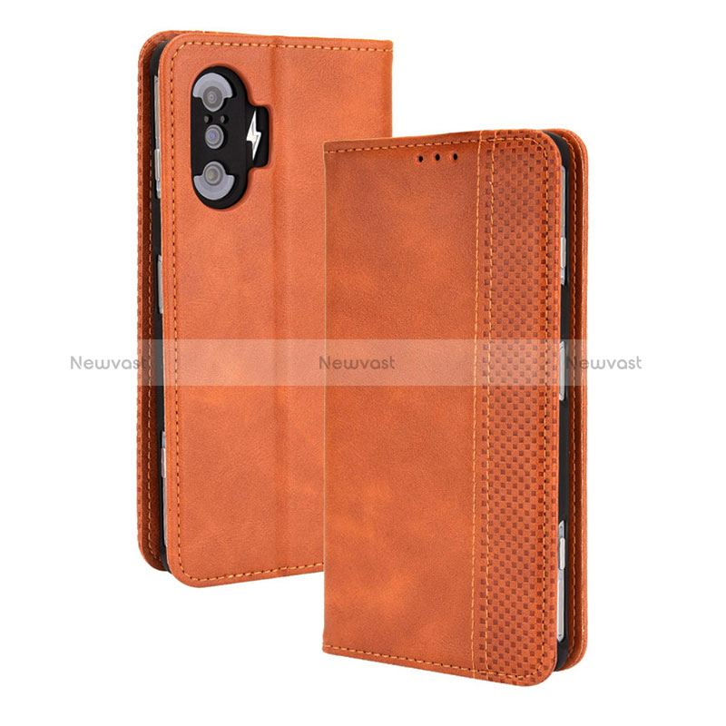 Leather Case Stands Flip Cover Holder BY4 for Xiaomi Poco F3 GT 5G Brown